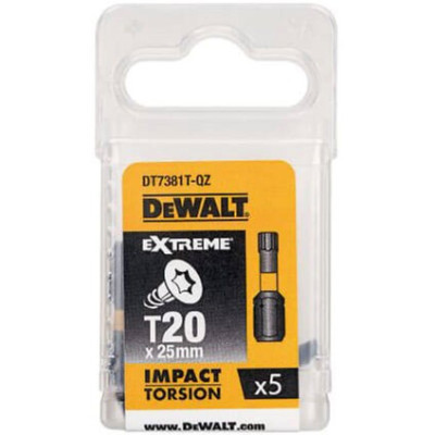 Набір біт DeWALT IMPACT TORSION, ударні, Torx, Т20, L = 25 мм, 5 шт (DT7381T) Вінниця - фото 1