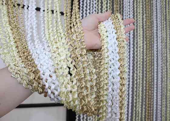 Штори-нитки спіраль з люрексом Молочний з бежево-білим 300х300см 1 шт (61-060) Київ