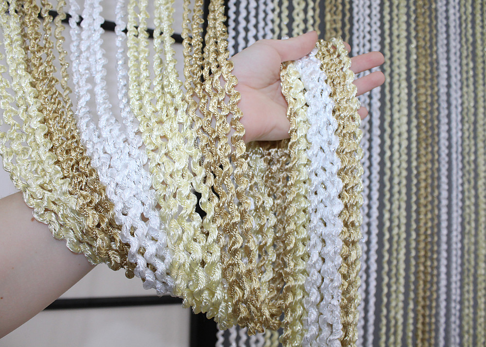 Шторы-нити спираль с люрексом Молочный с бежево-белым 300х300см 1 шт (61-060) Киев - изображение 5