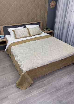 Покривало двостороннє з хутром 210x230 (+-10 см) і 2 наволочки колір кавовий з молочним (85-154) Київ