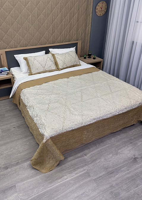 Покривало двостороннє з хутром 210x230 (+-10 см) і 2 наволочки колір кавовий з молочним (85-154) Київ - фото 4