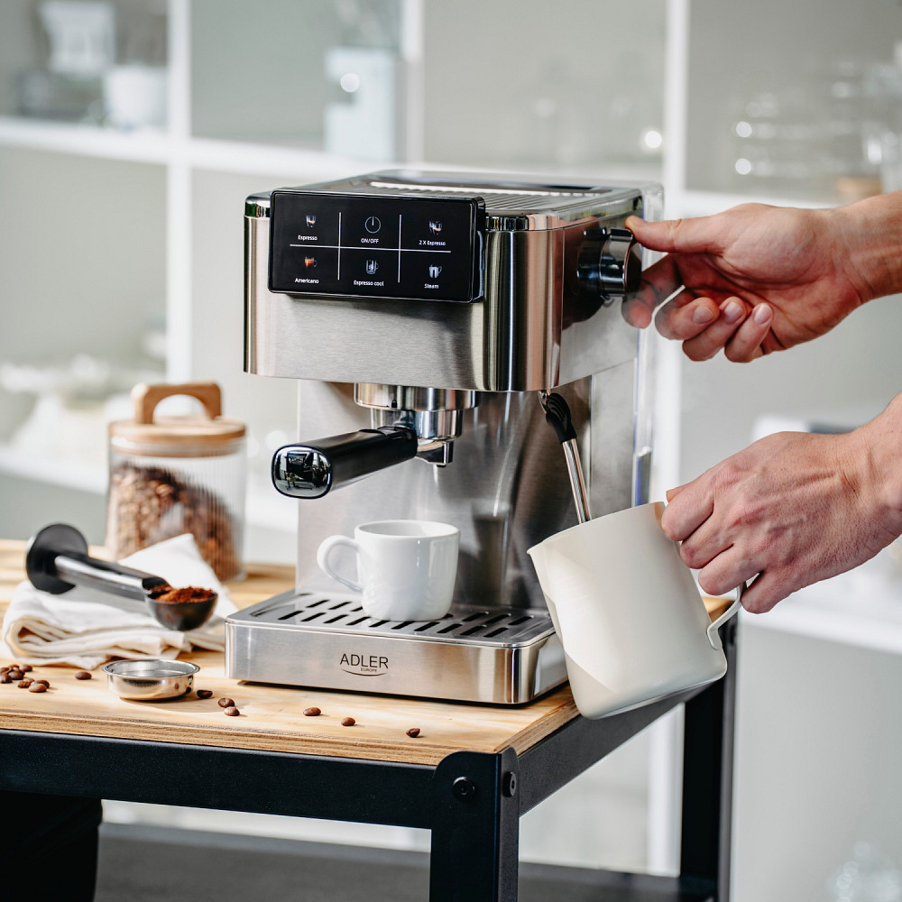 Кавомашина Adler AD 4390 ріжкова/ 1350 Вт/ 20 бар/ 1,5л/ мелена/ капучінатор/сіра Винница - изображение 3