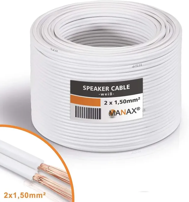 Акустичний кабель MANAX 2 x 1.5 мм² (білий) 30м — Висока якість звуку Луцьк - фото 1