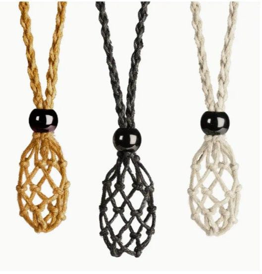 Набор держателей для кристаллов (3 шт) — макраме сетка с регулировкой, коричневый, чёрный, бежевый Киев - изображение 1