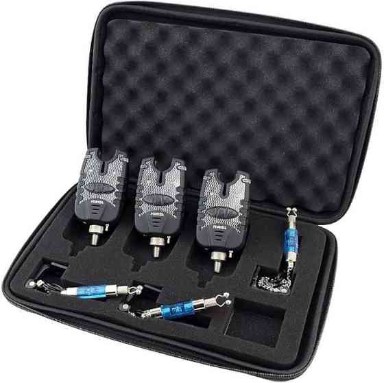 Набір Hirisi для риболовлі — 3 електронні сигналізатори клювання та 3 свінгери на ланцюжку в кейсі Київ