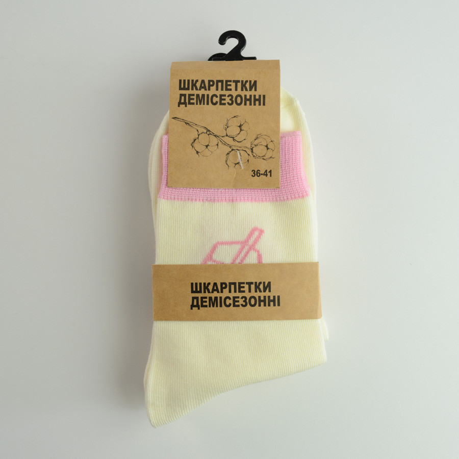Демисезонные носки женские классические с рисунком GM Textile Высокие 36-41 Ванильный Сумы - изображение 3