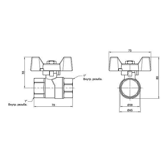 Кран кульовий Thermo Alliance Forte 1" ВР для води (метелик) SF602W25 Київ