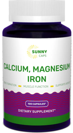 Кальций магний железо Sunny Caps Calcium Magnesium and Iron Powerful 100 капс Киев