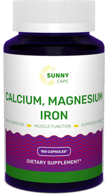 Кальций магний железо Sunny Caps Calcium Magnesium and Iron Powerful 100 капс Киев - изображение 1