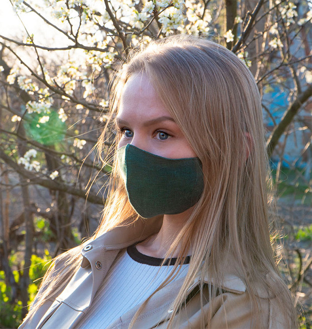 Маска захисна багаторазова із 100% ЛЬОНУ Розмір L (Зелений) Суми - фото 3