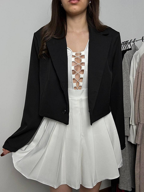 Жіночий базовий укорочений піджак із підкладкою та плічками турецька костюмка 46/48 Одеса - фото 10