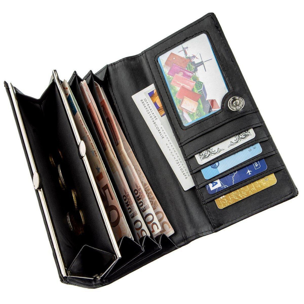 Гаманець жіночий з екокожі лаковий KIVI 19012 Чорний Київ - фото 3