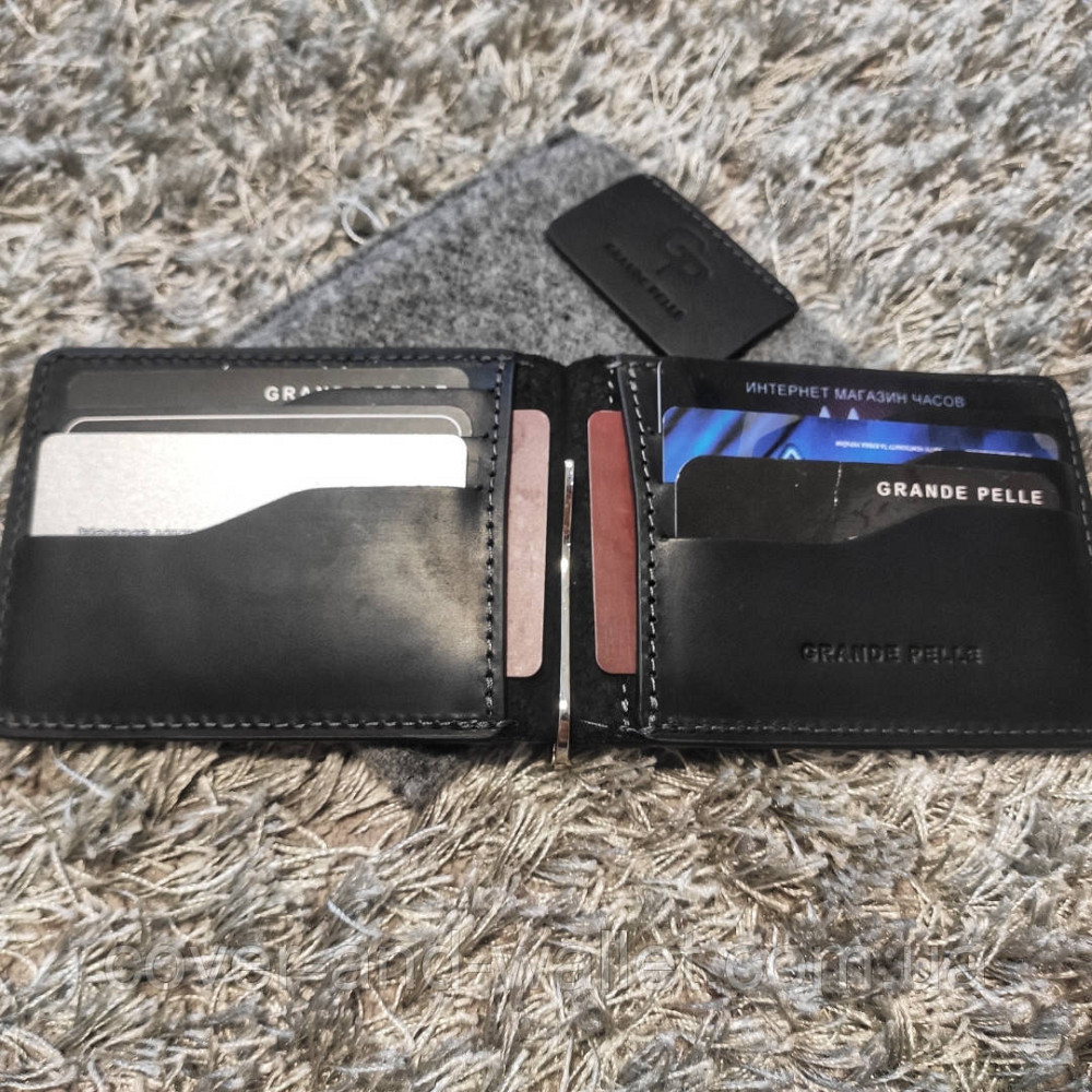 Шкіряний гаманець затискач для купюр та карток з монетницею Grande Pelle Onda Київ - фото 1