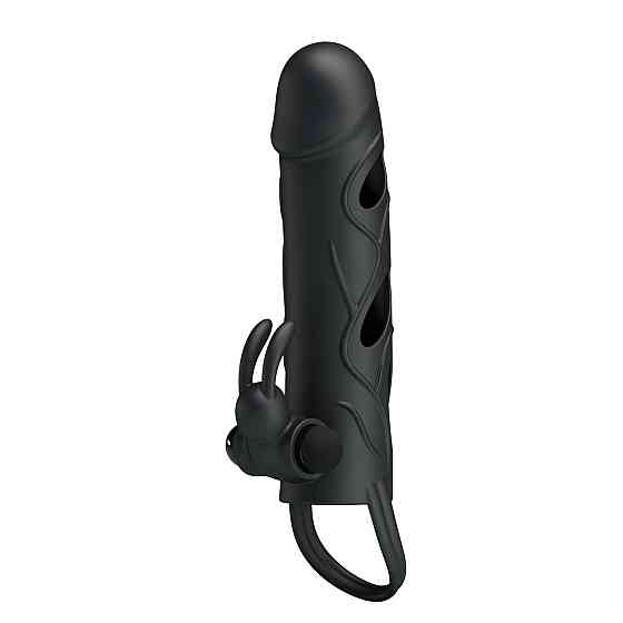 Вибронасадка на пенис PRETTY LOVE Penis Sleeve чёрная, 12 х 3.3 см Sex Aura Киев