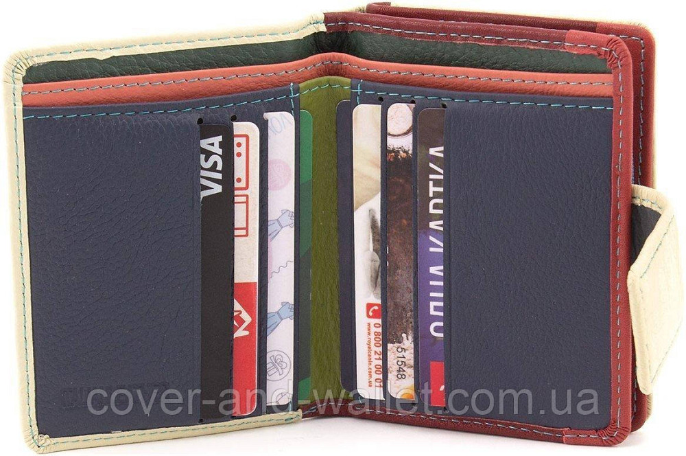 Небольшой кожаный женский кошелёк бежевого цвета на магнитной застежке ST Leather Киев - изображение 5