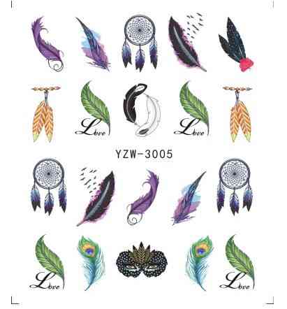 Наклейки для нігтів "Пір'ячко" YZW-3005 Київ