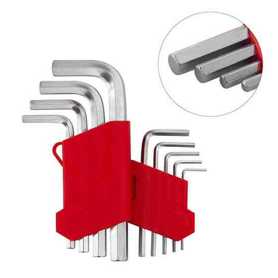 Набор ключей Г-образных шестигранных, 9 шт, 1,5-10 мм, Cr-V INTERTOOL HT-0601 Киев