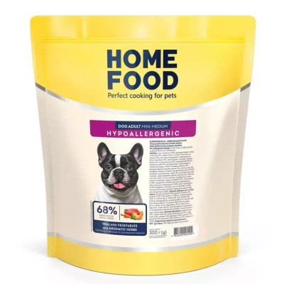 Сухий корм для собак Home Food ADULT MINI/MEDIUM Hypoallergenic з телятиною, овочами та духмяними травами 300 г (4820290090200) Вінниця - фото 1