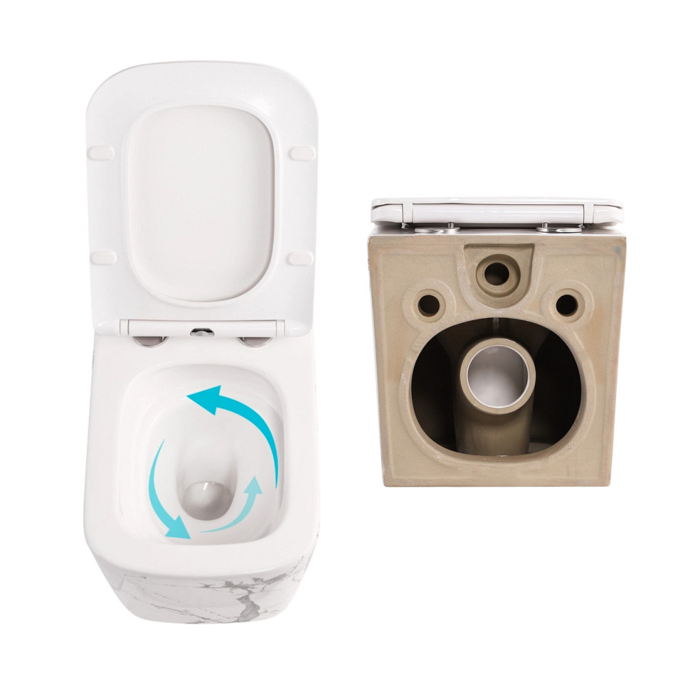 Комплект Qtap Tern Marble 3 в 1: унитаз подвесной Ultra Quiet + биде подвесное + раковина накладная QTTERMR49164 Киев - изображение 5