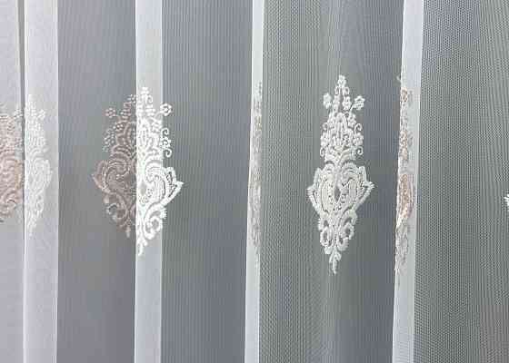 Тюль фатин с вышивкой и люрексом Цвет молочный с пудровым 1857т Киев