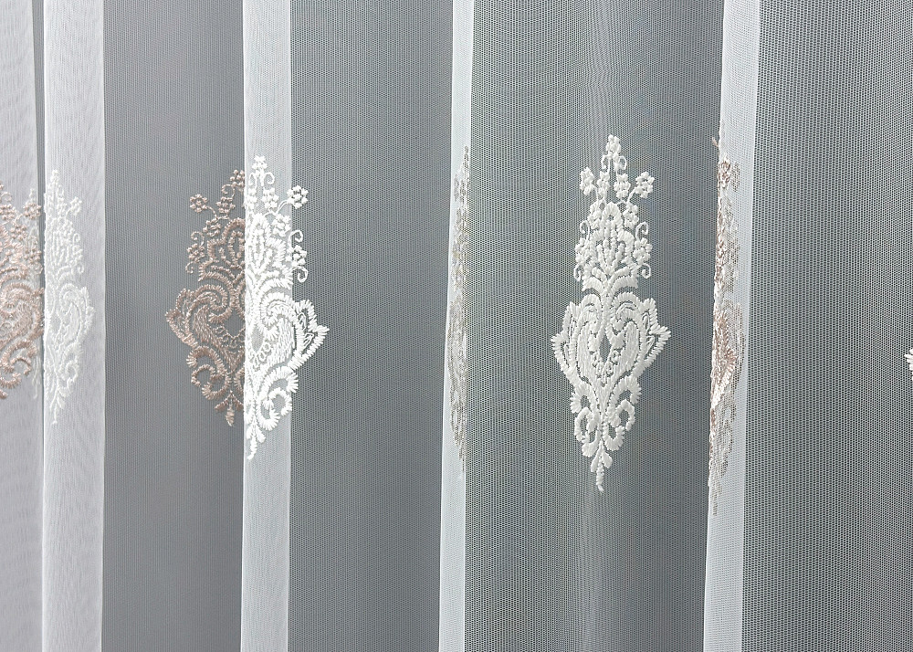 Тюль фатин с вышивкой и люрексом Цвет молочный с пудровым 1857т Киев - изображение 3