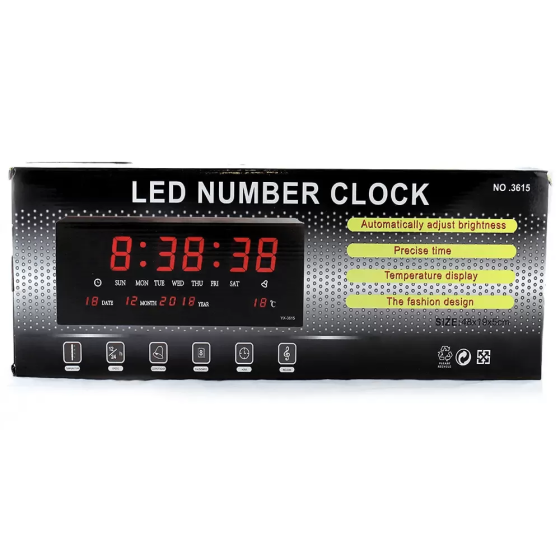 Цифровий LED-годинник 3615 червоний 3788 Київ