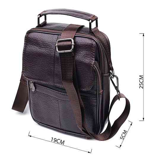 Якісний чоловічий месенджер з натуральної шкіри Vintage 21304 Коричневий Київ