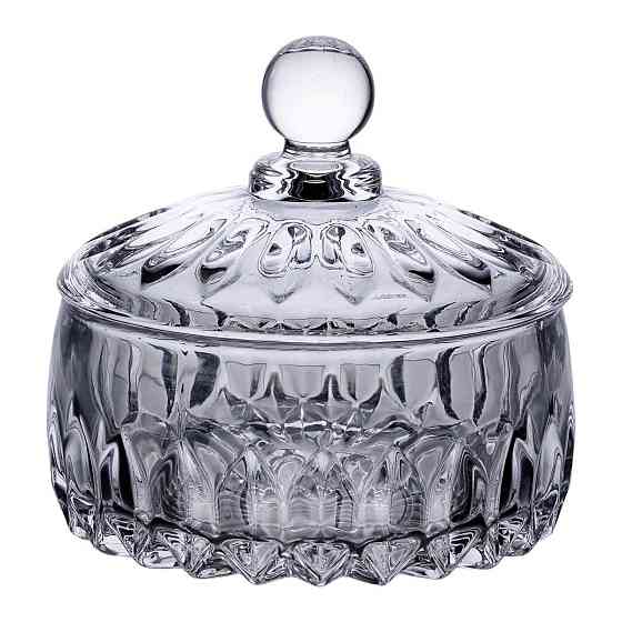 Круглая стеклянная конфетница с крышкой Киев