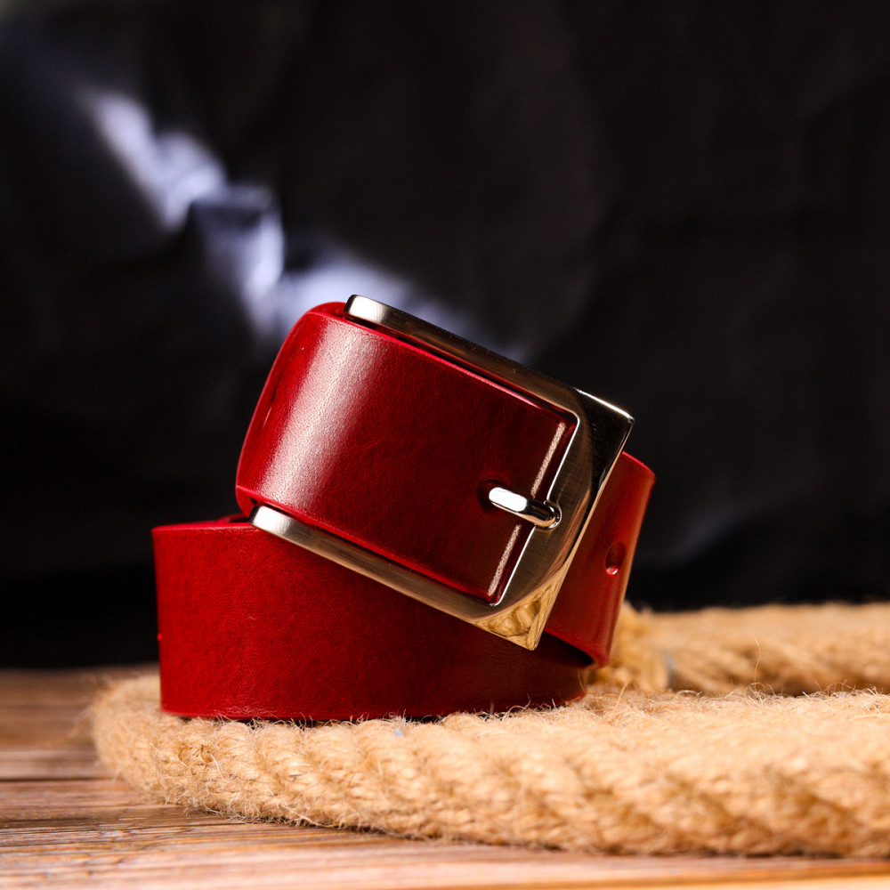 Стильний жіночий ремінь під джинси з натуральної шкіри Grande Pelle 21454 Червоний Київ - фото 8