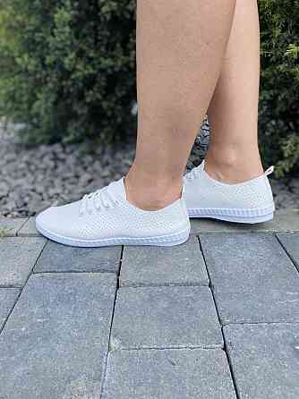 Yzy Мокасини жіночі білі весна-літо зі штучної шкіри, кеди з перфорацією YZY B2108-2 р. 36-39 Коломия