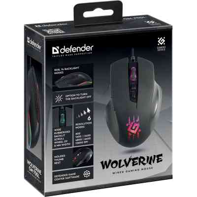 Мышка Defender Wolverine GM-700L RGB USB Black (52700) Винница