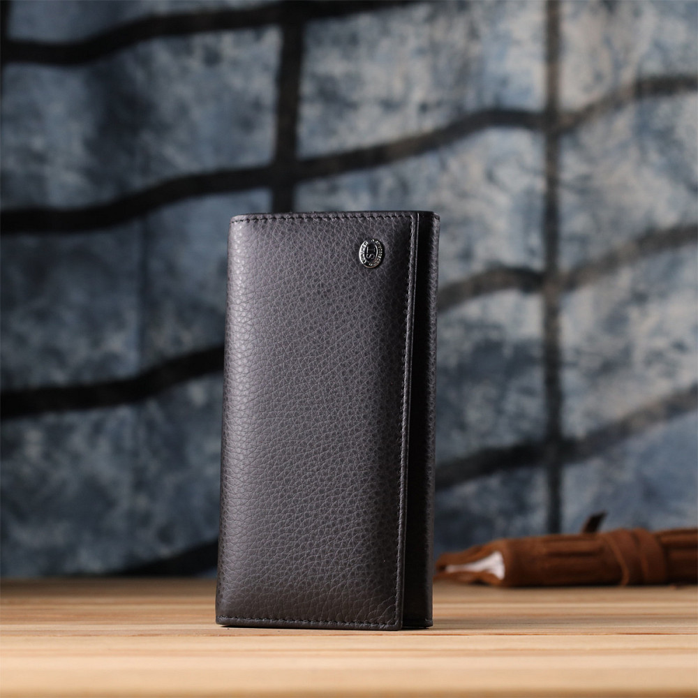 Жіночий вертикальний гаманець із натуральної шкіри ST Leather 23084 Чорний Київ - фото 9