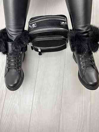 Injers Черевики жіночі INJERS чорні натуральна шкіра зима висота 14см (619-43) Коломыя