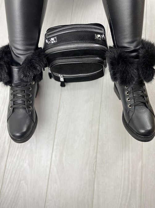 Injers Черевики жіночі INJERS чорні натуральна шкіра зима висота 14см (619-43) Коломыя - изображение 3