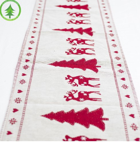 Скатертина новорічна Олені та ялинки розмір скатертини 180*33см, текстиль Київ - фото 2