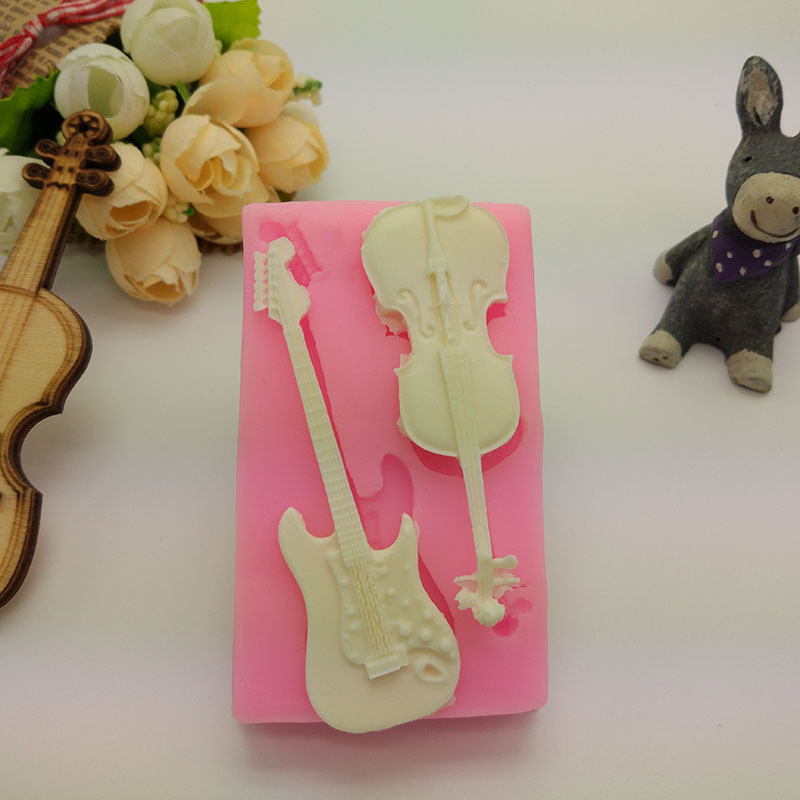 Молд силиконовый Скрипка и гитара 80 на 47 мм розовый Киев - изображение 1