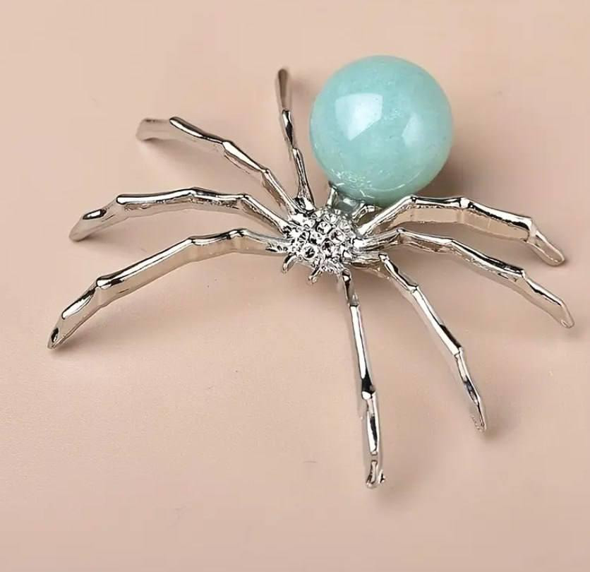 Фігурка павука з зеленим авантюрином – сувенір з натурального каменю 5.5×4.5 см Київ - фото 1