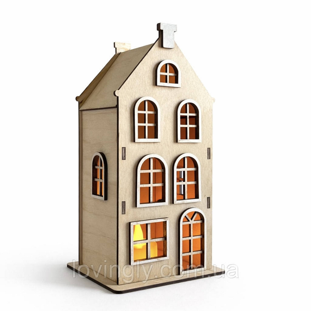 Дерев’яний будиночок у скандинавському стилі - Святковий декор з LED світлом Ірпінь - фото 6