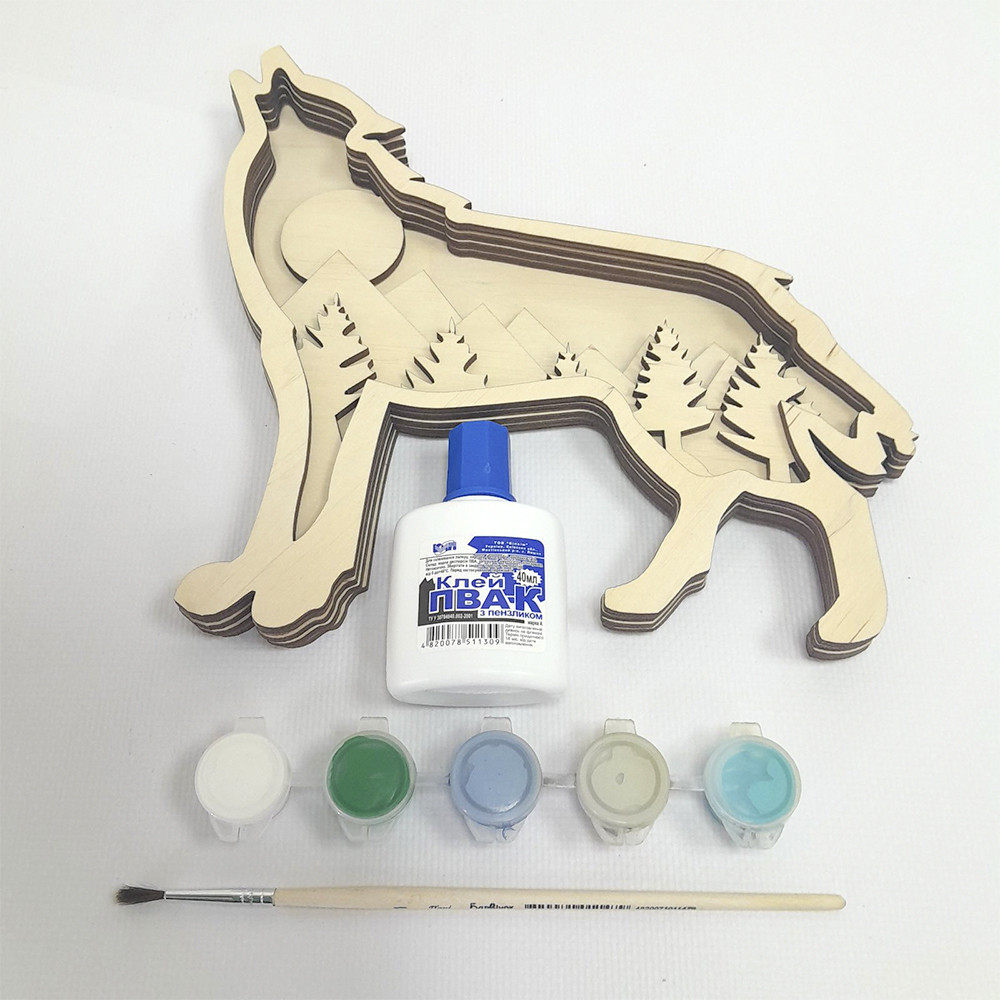 Набір для творчості розмальовка EKOSTAR 3D-картина Вовк Київ - фото 3