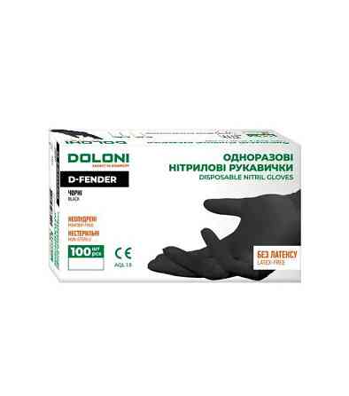 Doloni рукавички одноразові нітрилові чорні Doloni  D-Fender M 100 шт Рівне