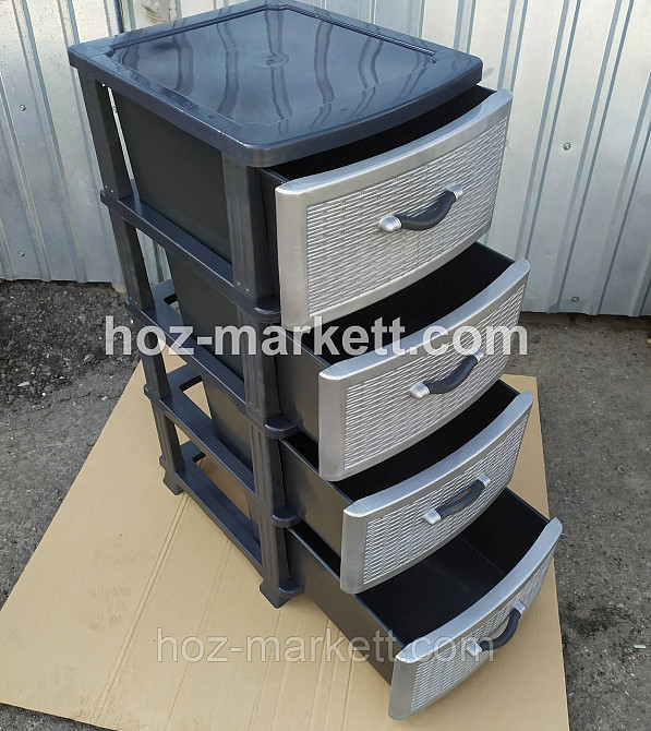 Тумбочка комод пластиковый серый на 4 ящика производство Украина Харьков - изображение 10