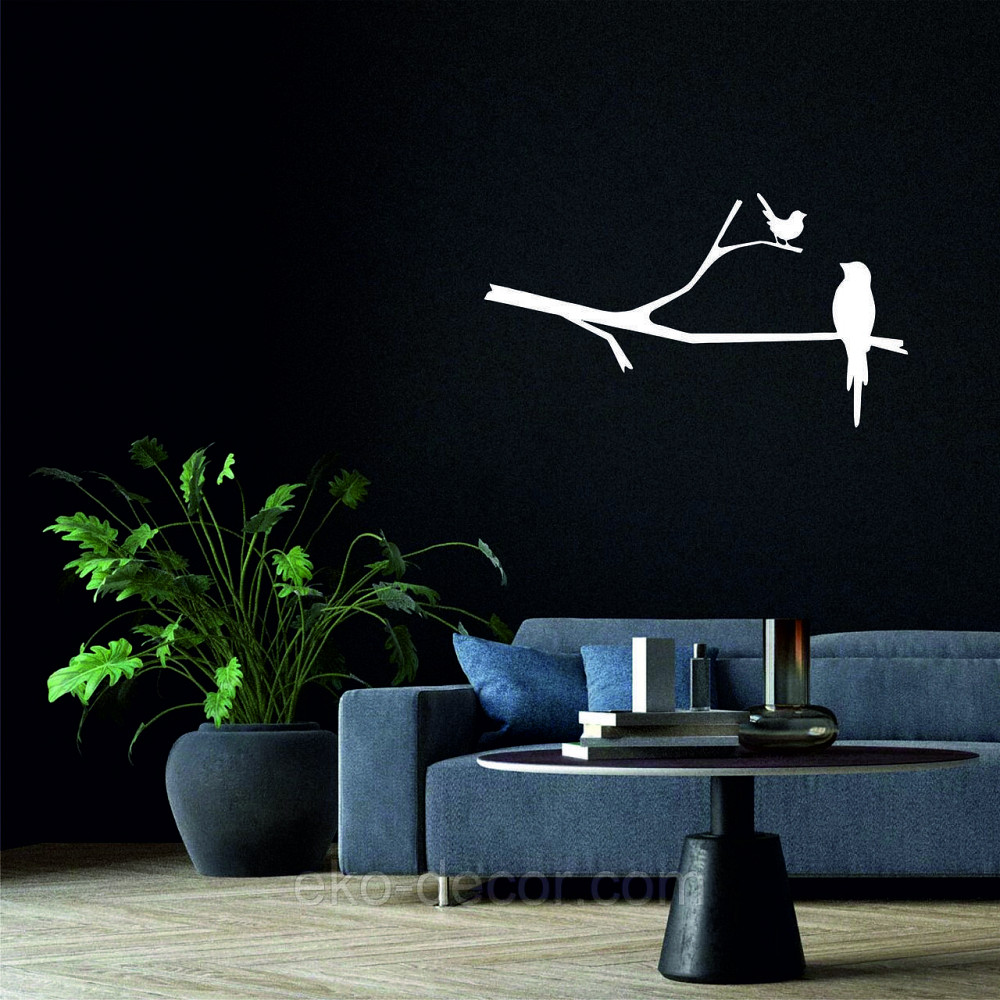 Декоративное настенное Панно «Птичка на ветке», Декор на стену 90*49 см, Белый Киев - изображение 1