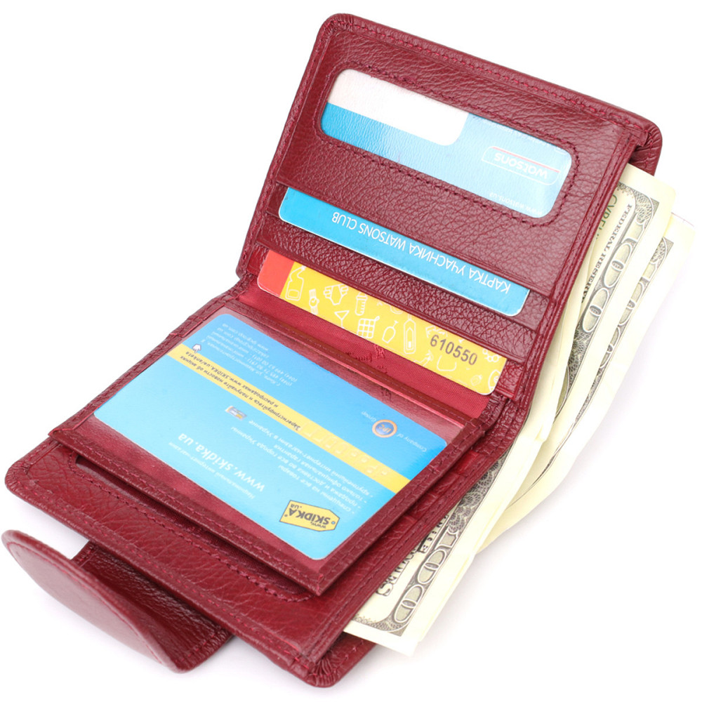 Жіночий гаманець вертикального формату з натуральної шкіри ST Leather 23071 Бордовий Київ - фото 7