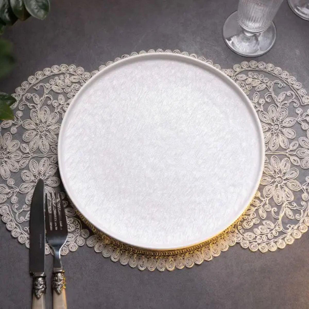 Плоская белая фарфоровая тарелка 25 см Киев - изображение 4