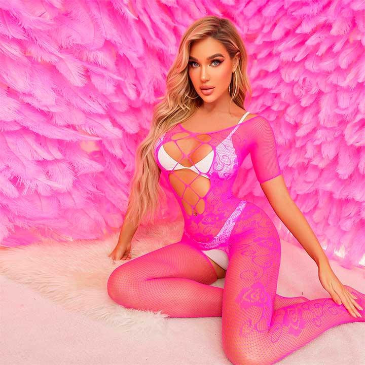 Открытый бодистокинг - Розовый - S/M/L – Эротическое бельё Винница - изображение 1