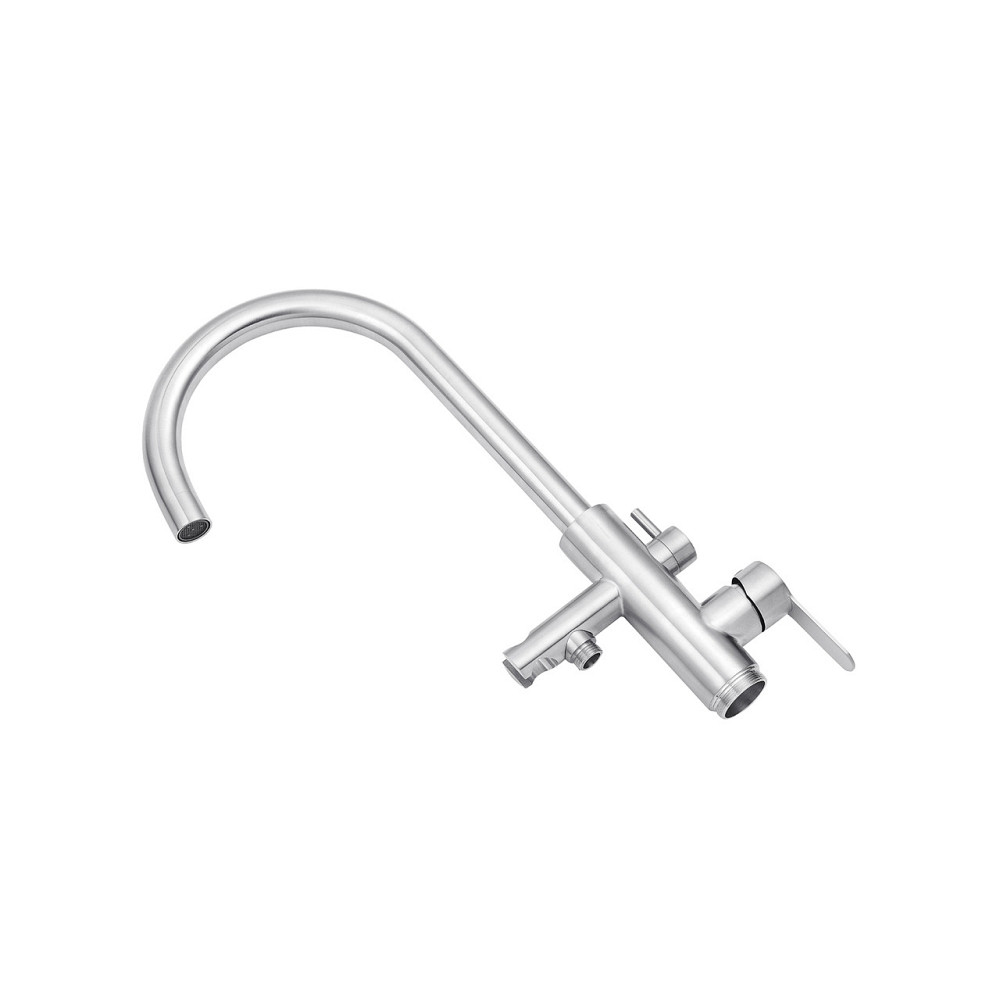 Змішувач для ванни для підлоги Kroner KRP Edelstahl Klassisch - ESG077 з душовим гарнітуром,  сатин Київ - фото 5