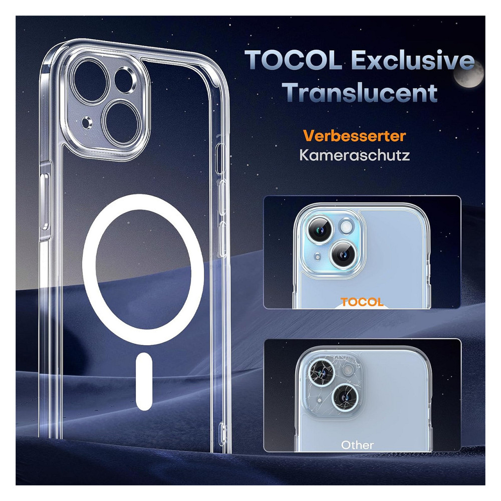 Чохол накладка для iPhone 14 MagSafe TOCOL прозорий TPU повний захист камери ударостійкий з 2 захисними скельцями Київ - фото 2
