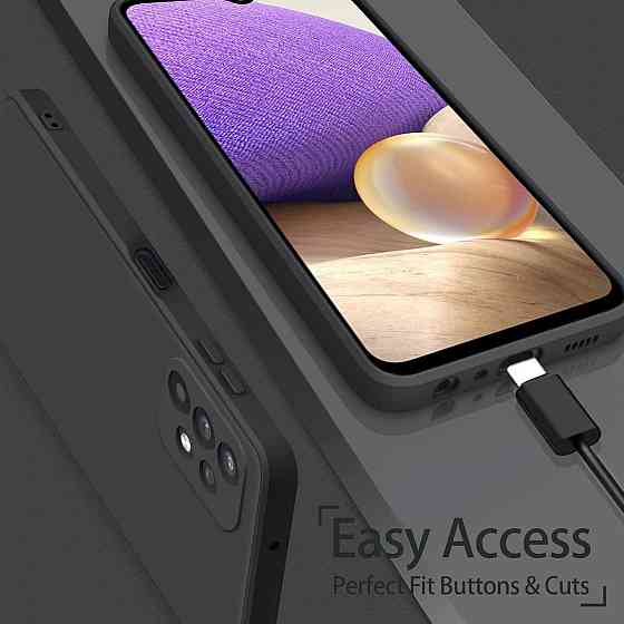 Чохол Samsung Galaxy A32 5G/M32 5G чорний/темно-зелений силіконовий 2 шт з мікрофіброю тонкий протиударний пряма грань Київ