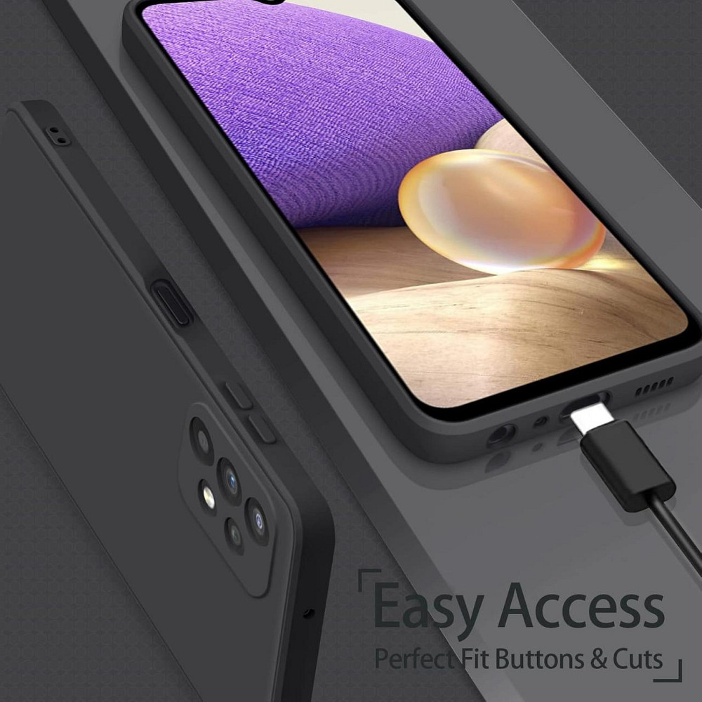 Чехол Samsung Galaxy A32 5G/M32 5G чёрный/тёмно-зелёный силиконовый 2 шт с микрофиброй тонкий противоударный Киев - изображение 6