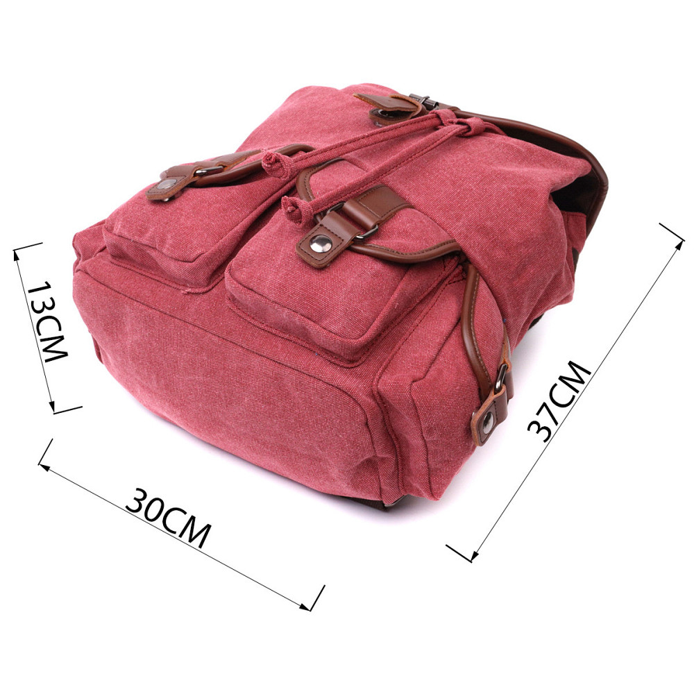 Удобный текстильный рюкзак что закрывается клапаном на магнит Vintage 22153 Бордовый Киев - изображение 4